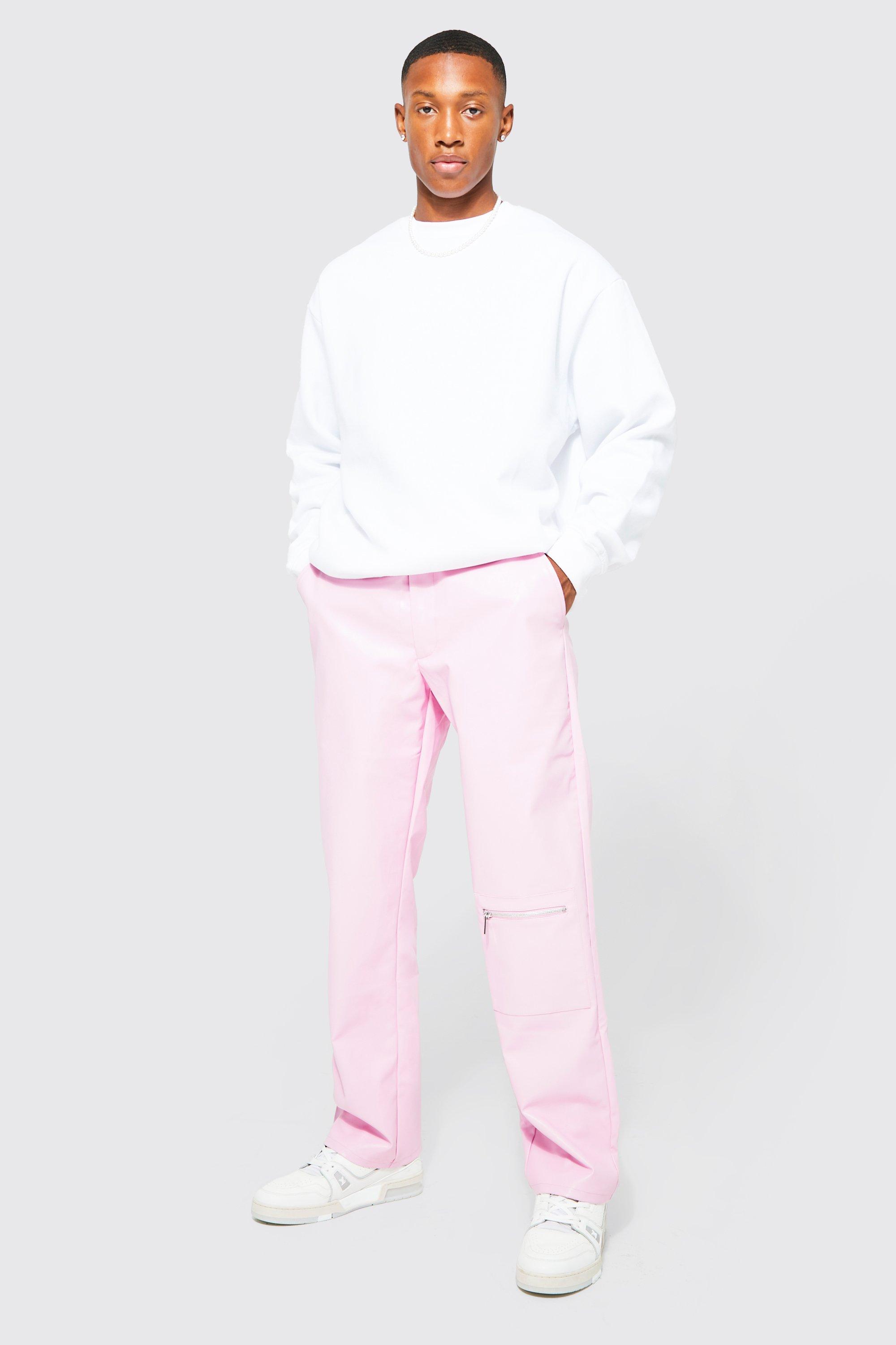 Pink shop pu trousers