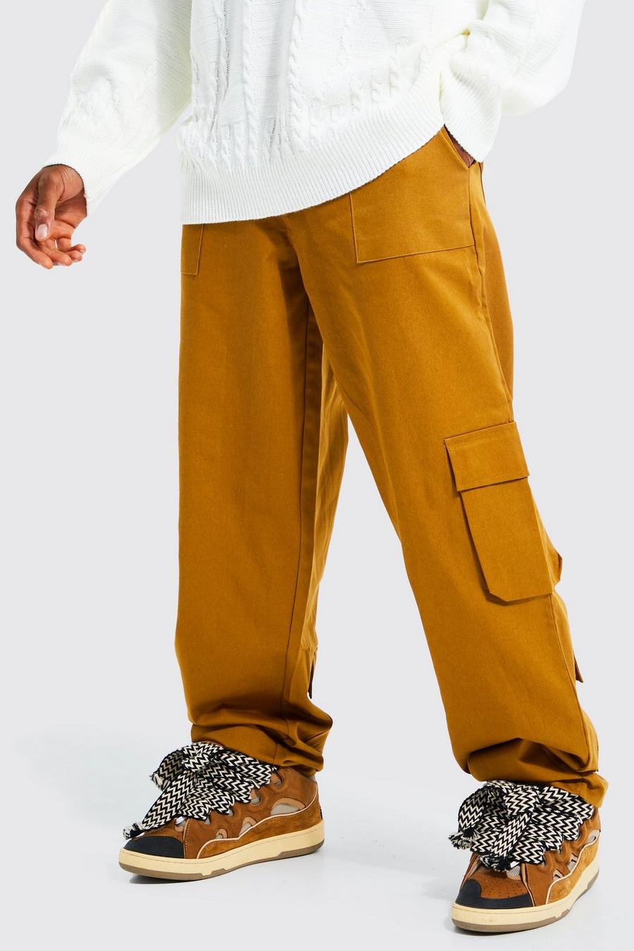 Tan Fixed Waist Oversized Cargo Trouser image number 1