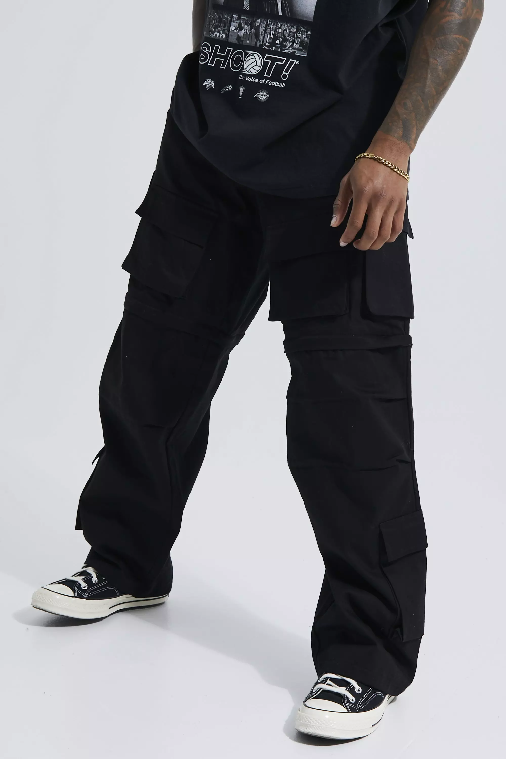 Mono b Solid Black Cargo Pants Size M - 40% off