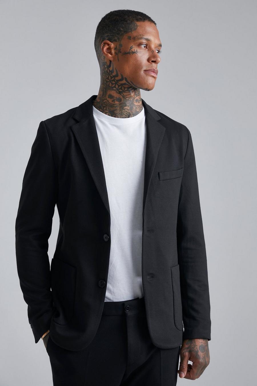 Black Skinny Jersey Blazer image number 1