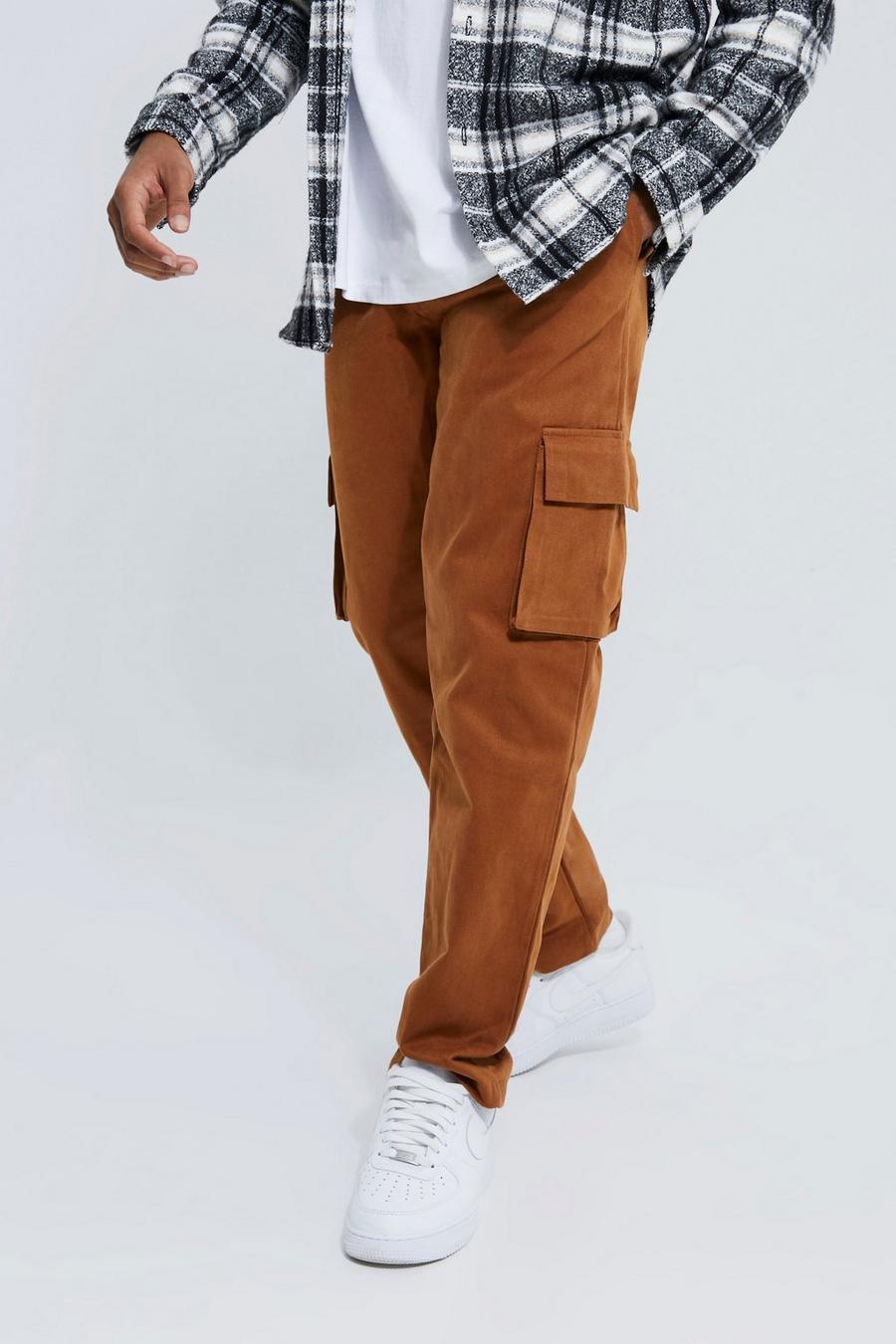 Tobacco brown Heavy Weight  Relaxed Fit Cargo Chino Trouser