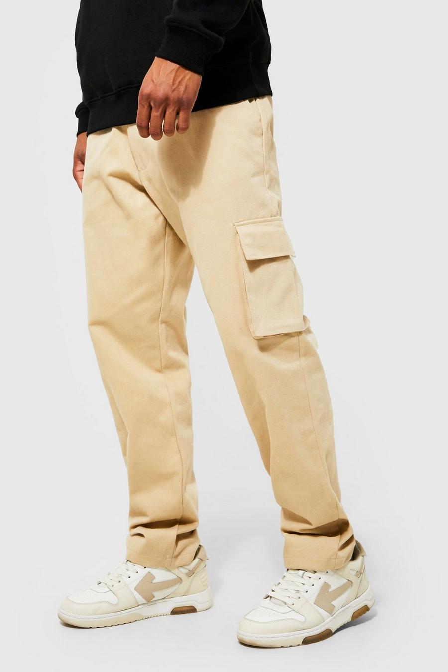 Stone Fixed Waist Relaxed Heavy Weight Cargo Trouser image number 1