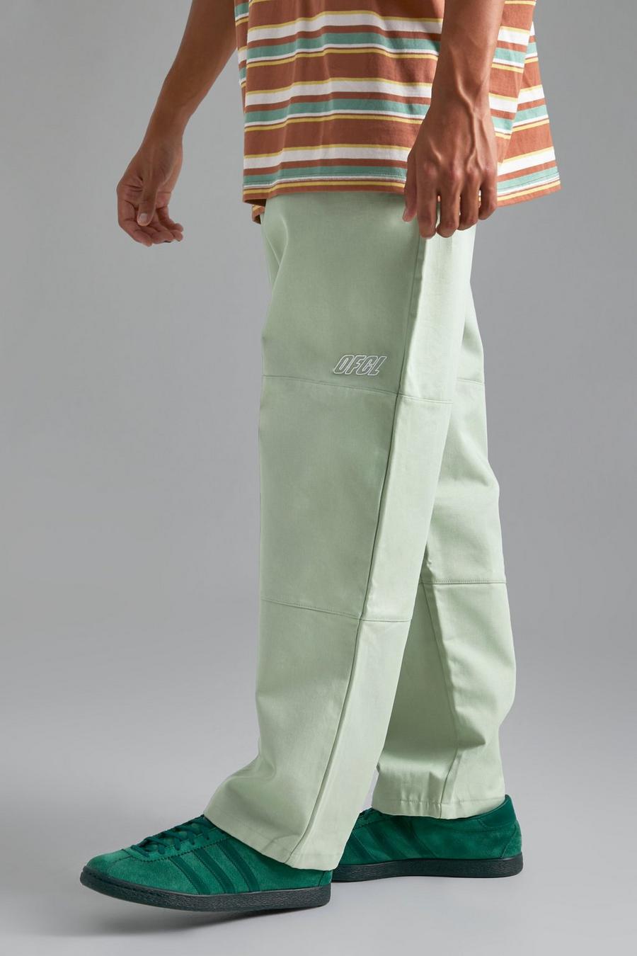 Sage grön Cargo Trousers With Knee Panel