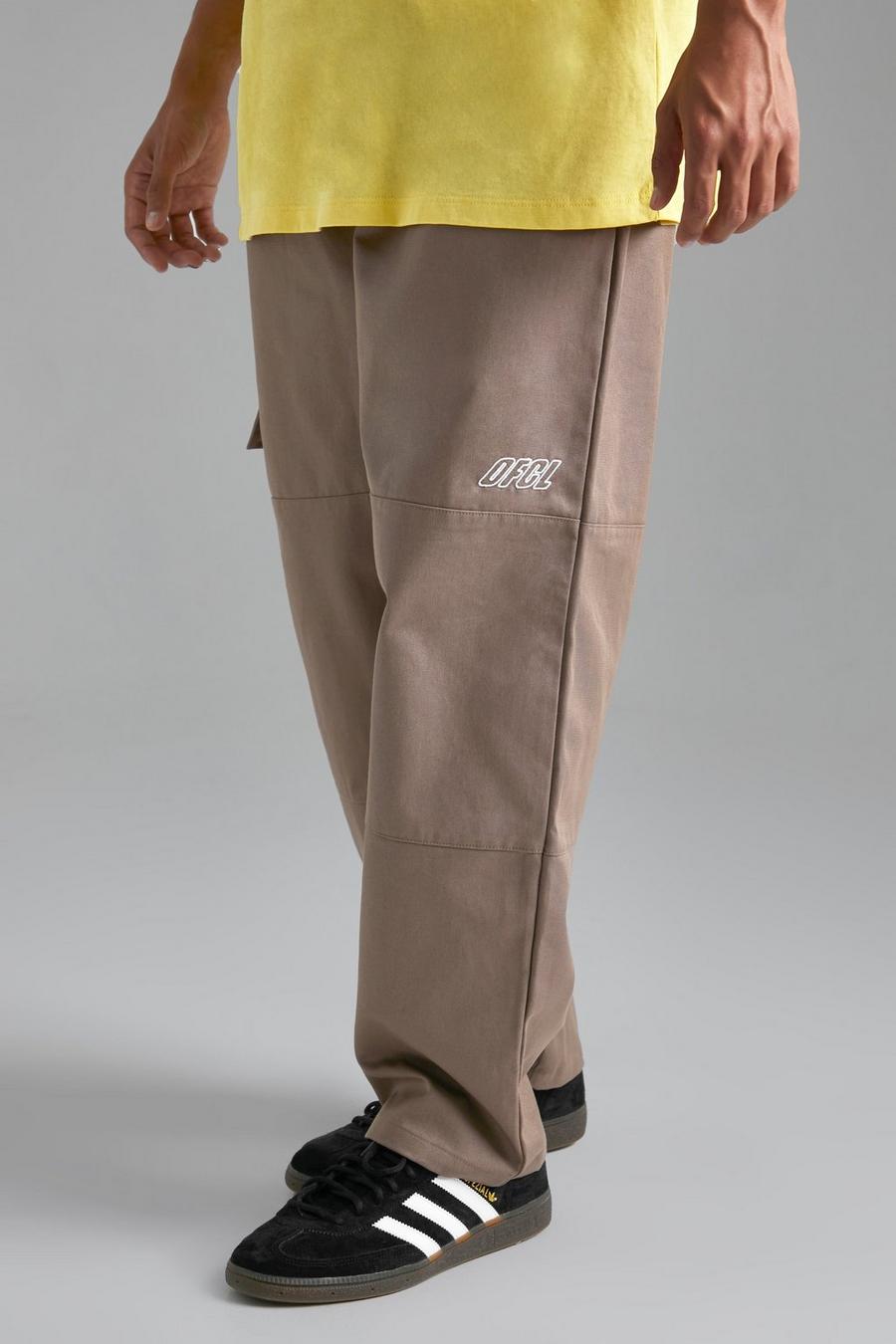 Pantalón cargo con panel en la rodilla, Taupe beige