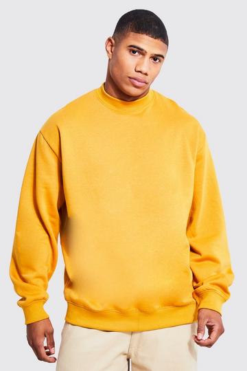 Oversized Dunne Trui Met Brede Nek mustard