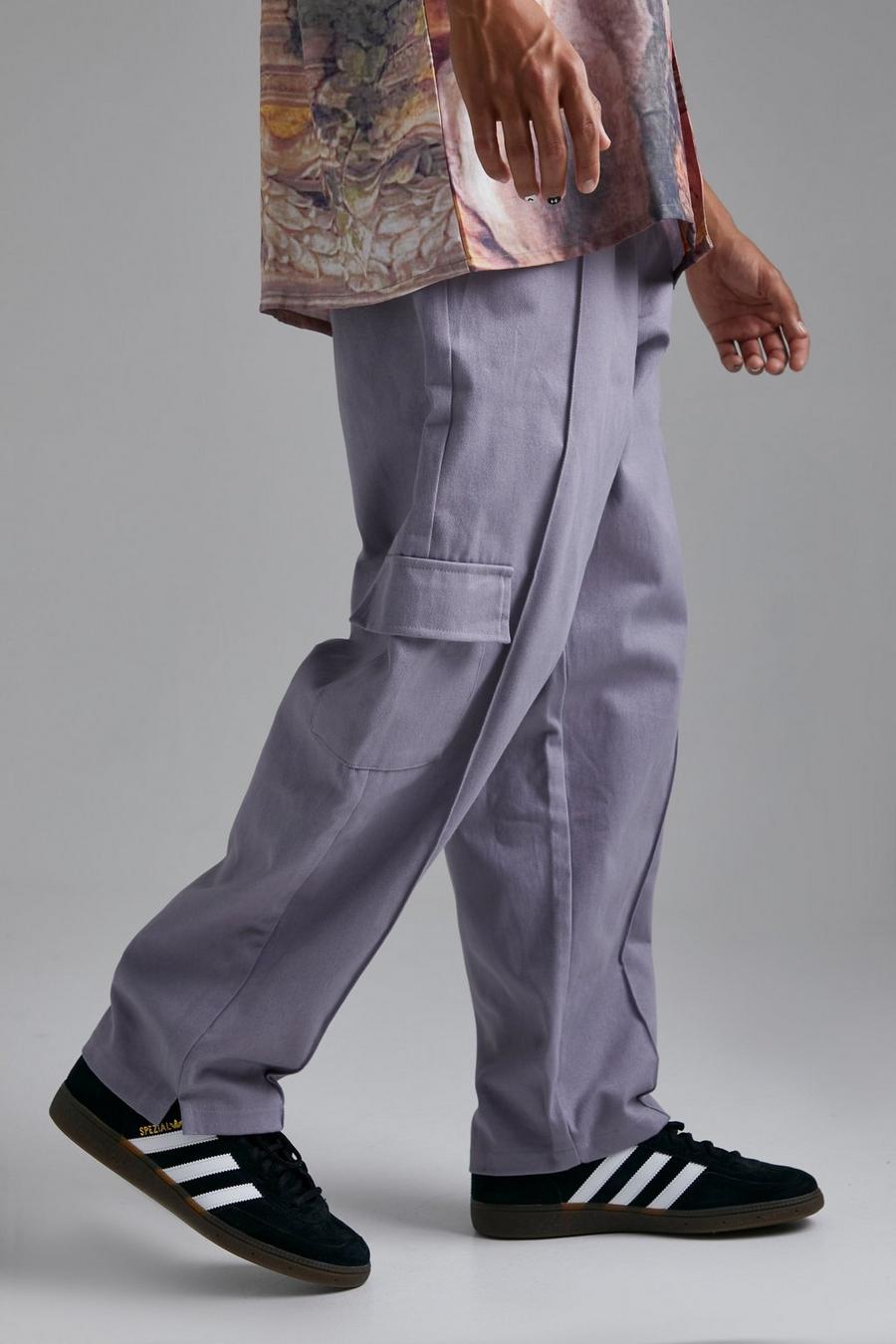 Pantalón chino elegante ancho con 1 bolsillo, Light grey gris