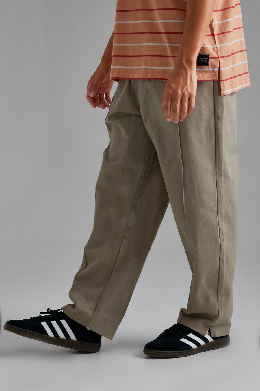 Pantalón chino elegante ancho con 1 bolsillo, Taupe image number 1