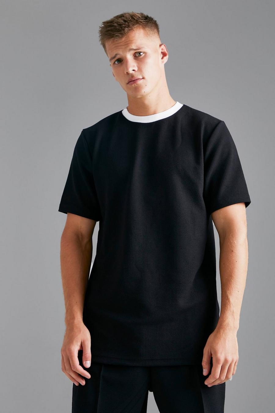 Black Tall Jersey Textured Slim T-shirt image number 1