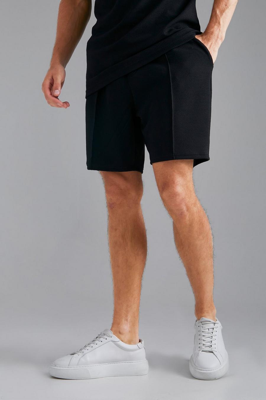 Black Tall Jersey Textured Shorts image number 1