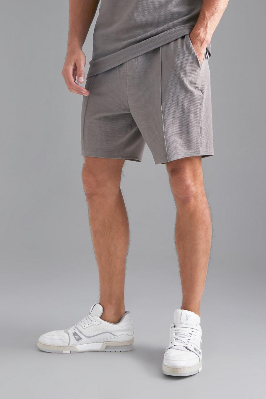 Taupe Tall Jersey Shorts Met Textuur image number 1