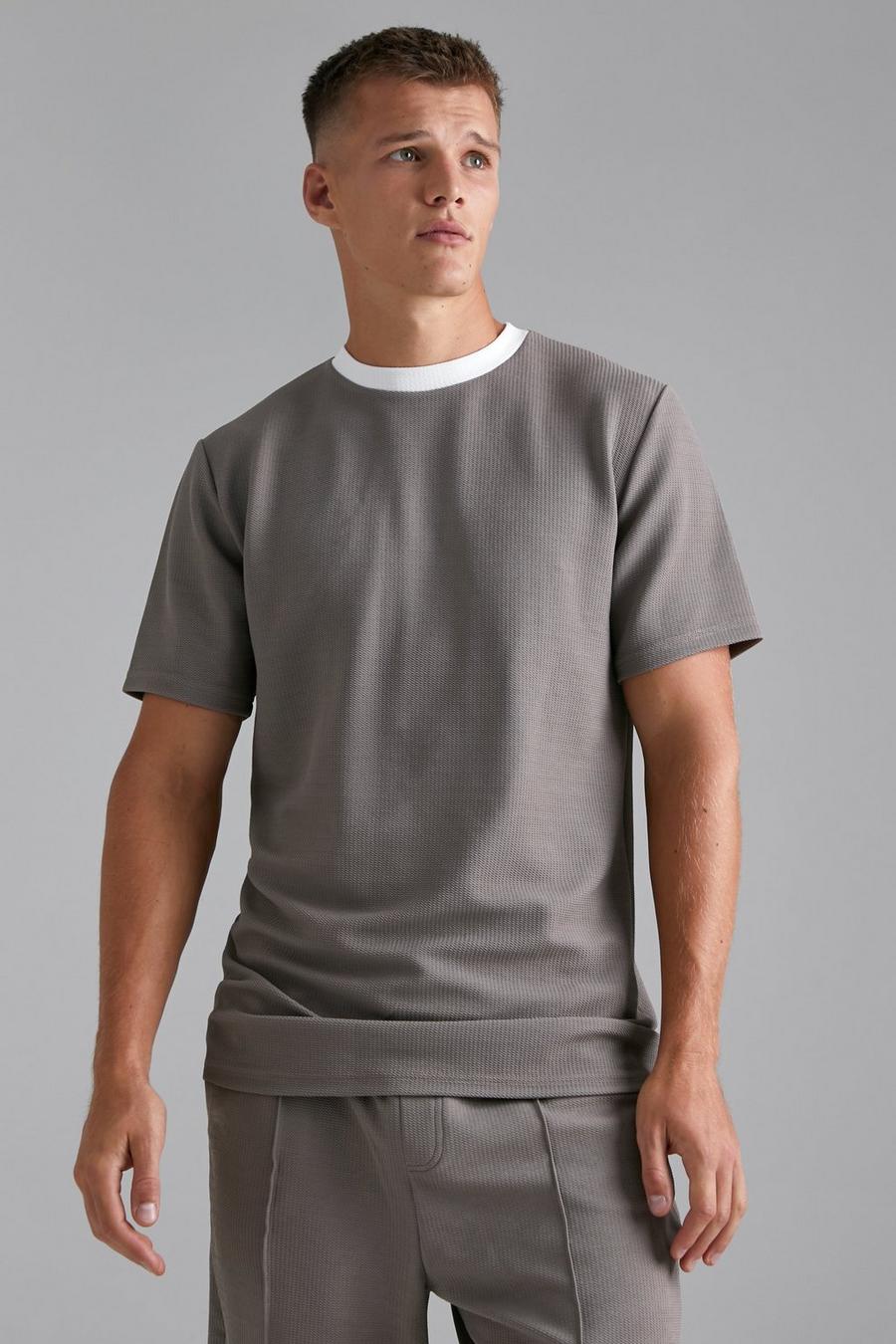 Taupe Tall Jersey Textured Slim T-shirt image number 1