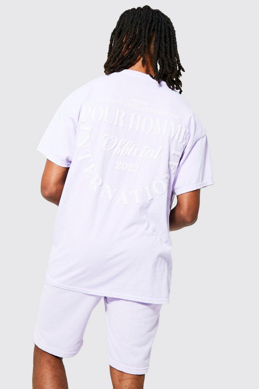 Set T-shirt oversize Pour Homme & pantaloncini, Lilac image number 1