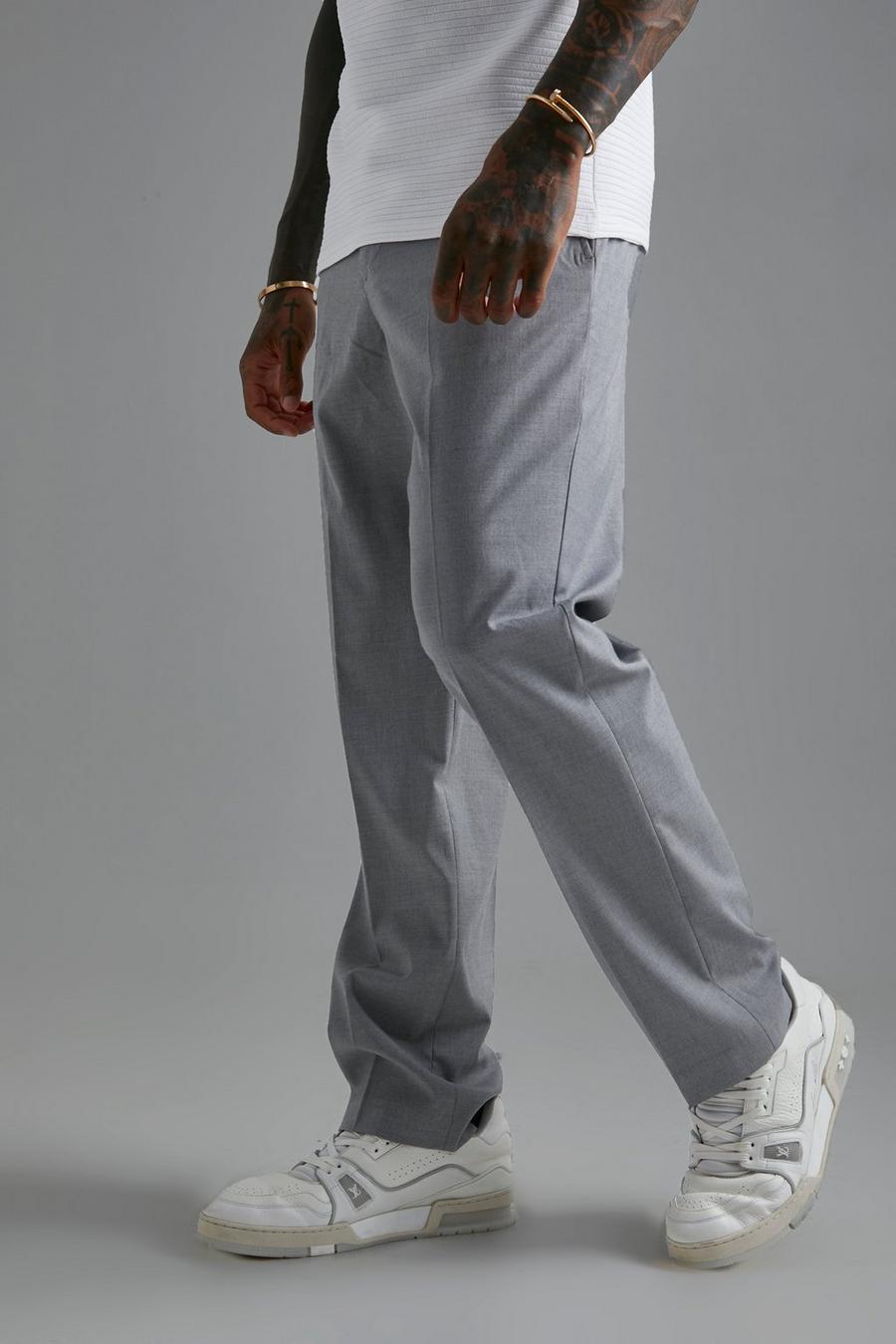 אפור בהיר gris מכנסיים מחויטים בגזרה רגילה image number 1
