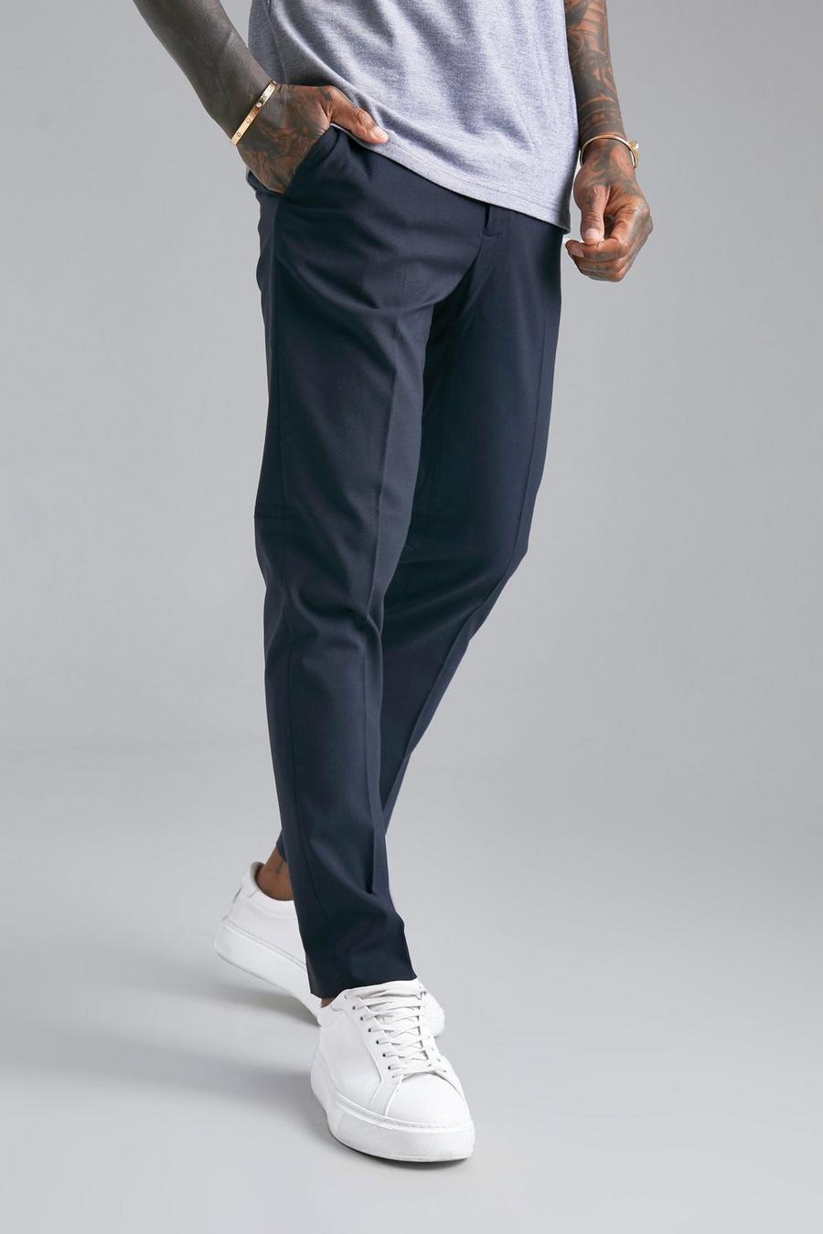 Navy Skinny Fit Tailored Trousers image number 1