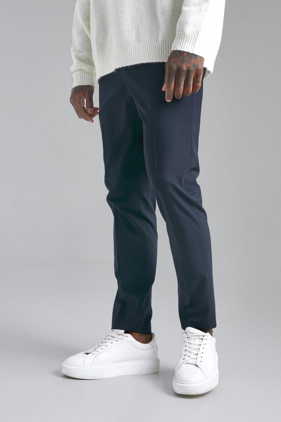 Navy marineblau Slim Fit Tailored Trousers image number 1
