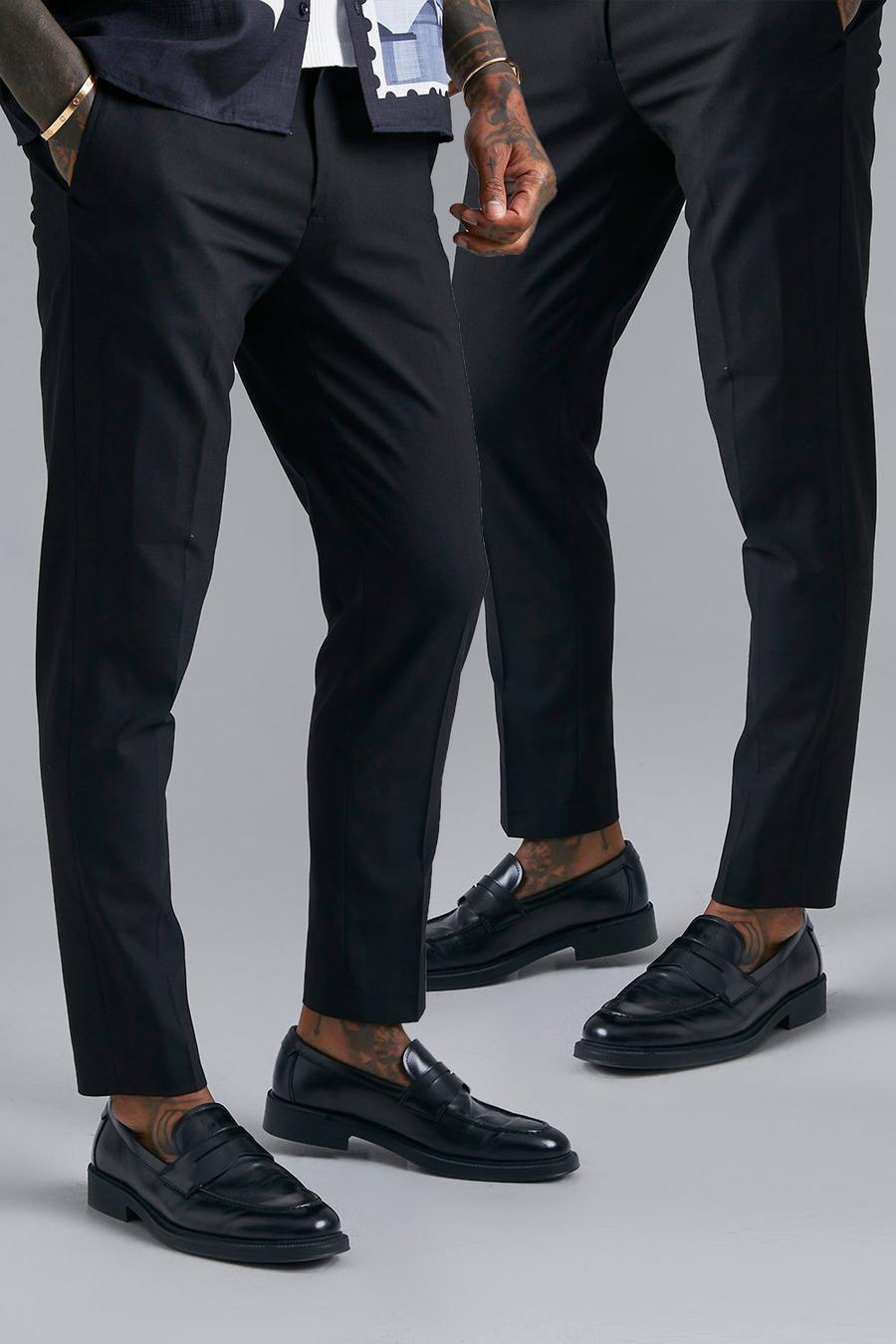 מארז 2 מכנסיים מחויטים בגזרת סקיני בצבע שחור