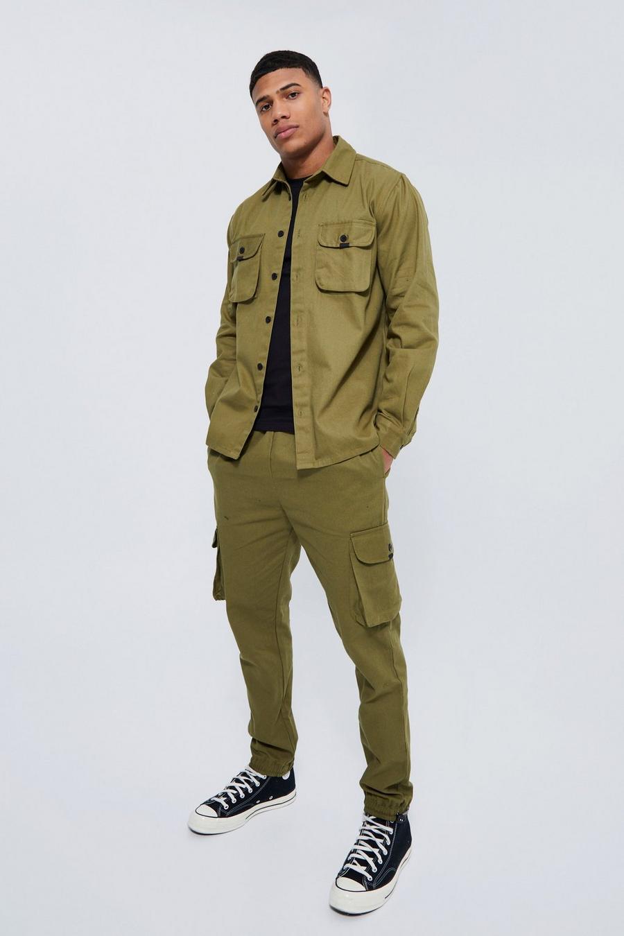 Khaki Official Man Cargo Shirt & Trouser Set image number 1