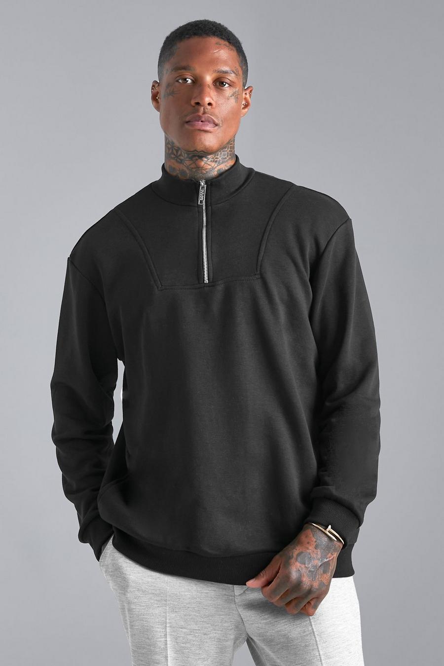 Black svart Sweatshirt med hög hals image number 1