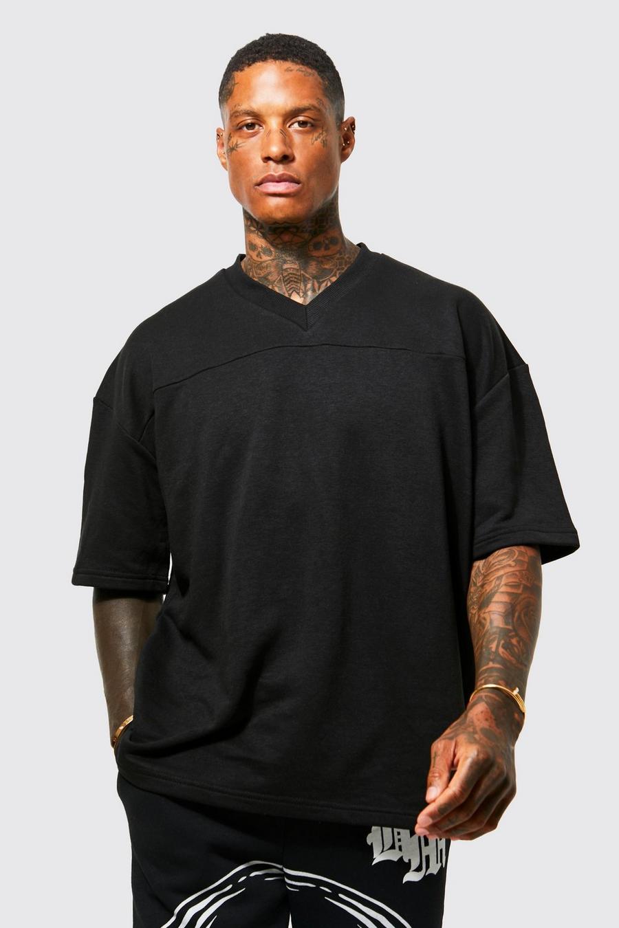 Camiseta de tela rizo y manga corta con estampado de fútbol, Black image number 1