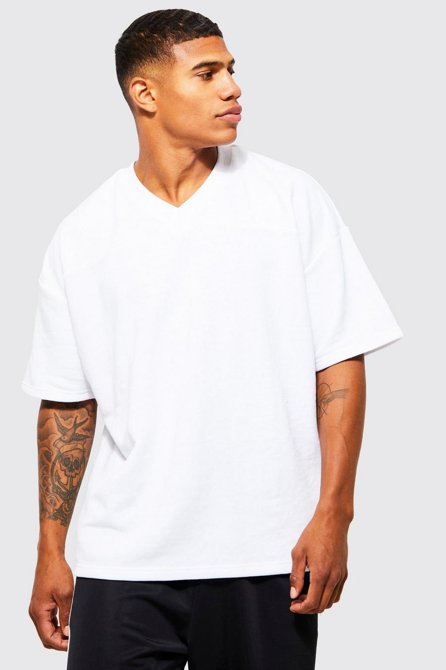 White Loopback Football Short Sleeve T-shirt image number 1