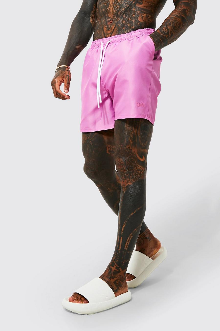 Pink Original Man Mid Length Swim Shorts image number 1