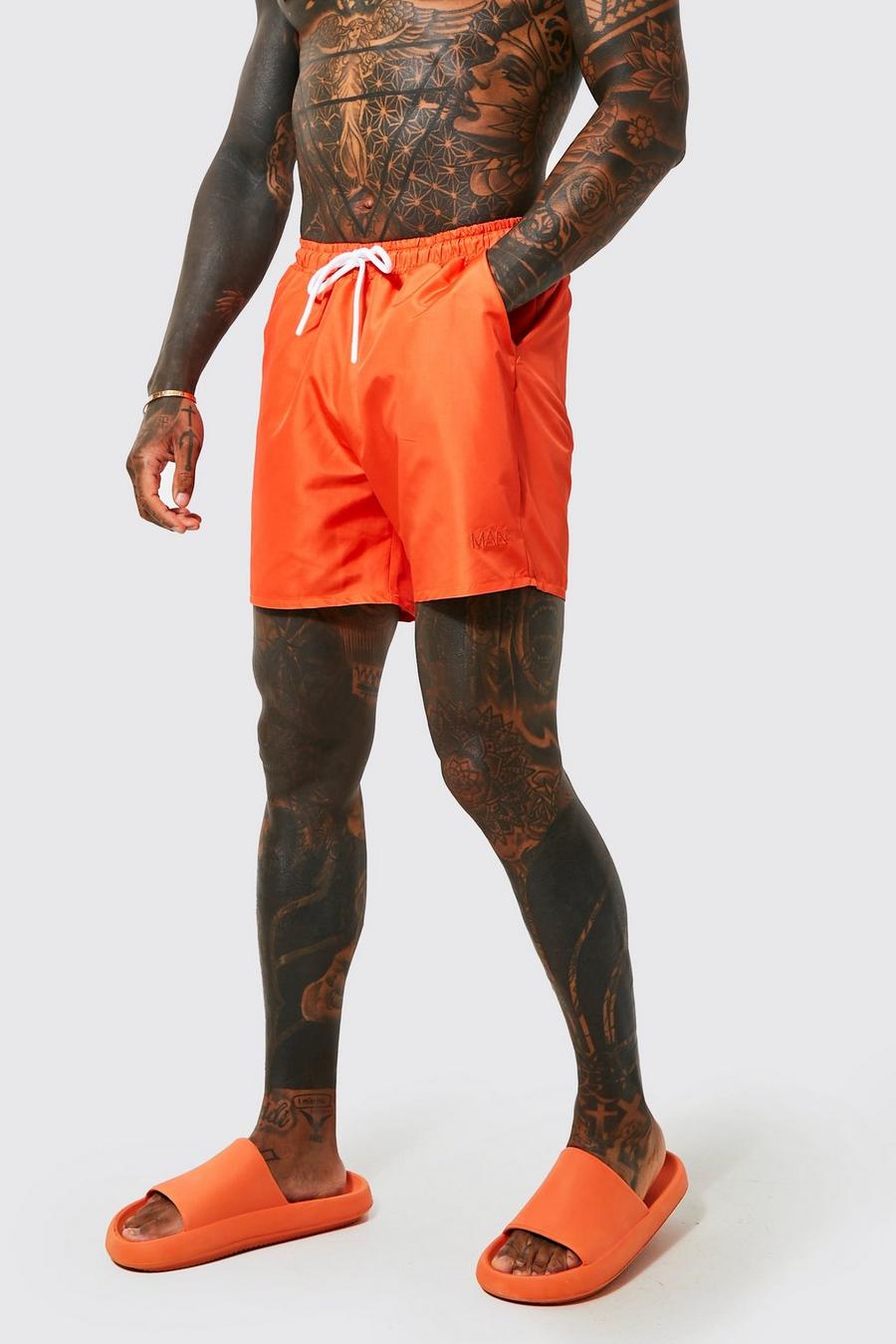 Orange Original Man Mid Length Swim Shorts image number 1