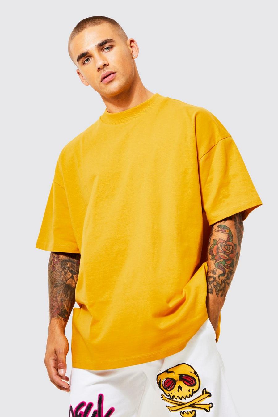 Mustard Oversized Heavyweight Extended Neck T-shirt image number 1