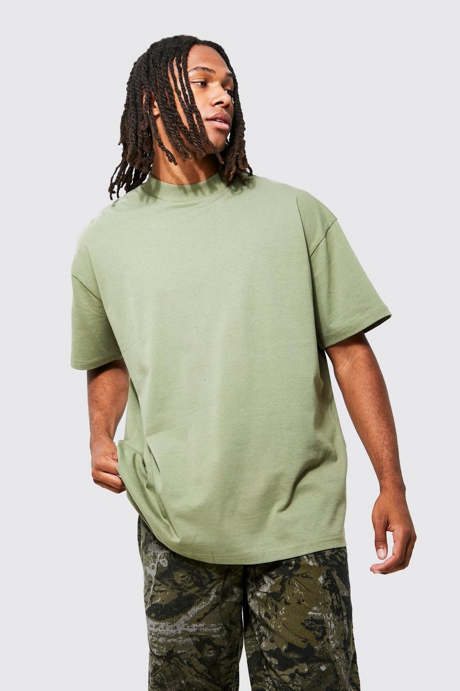 Olive Oversized Heavyweight Extended Neck T-shirt image number 1