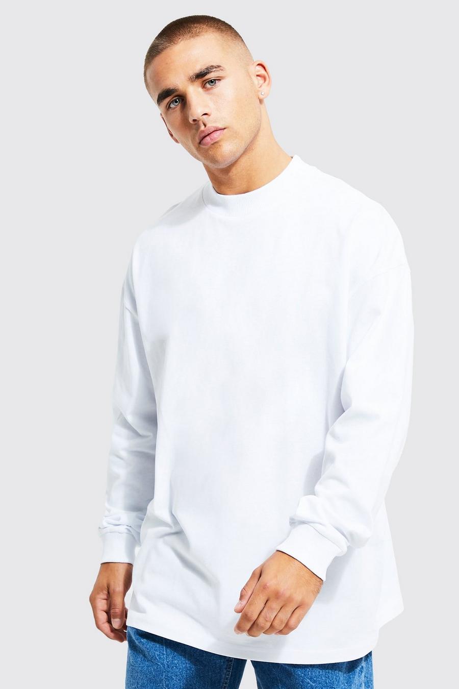 White Oversized Dik T-Shirt Met Lange Mouwen image number 1