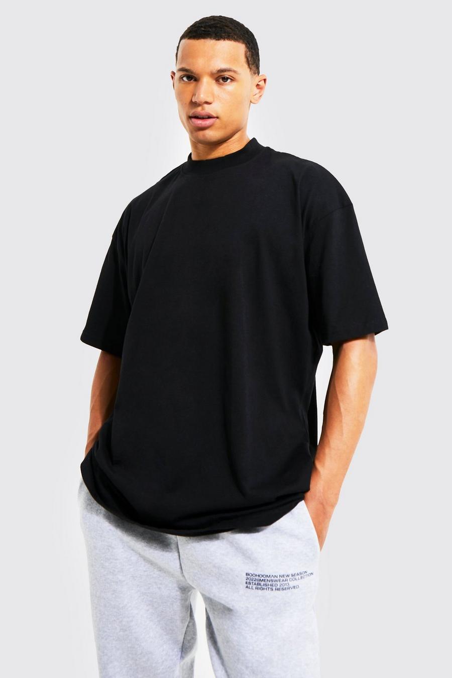 Black Tall Extended Neck Oversized Fit T-shirt image number 1