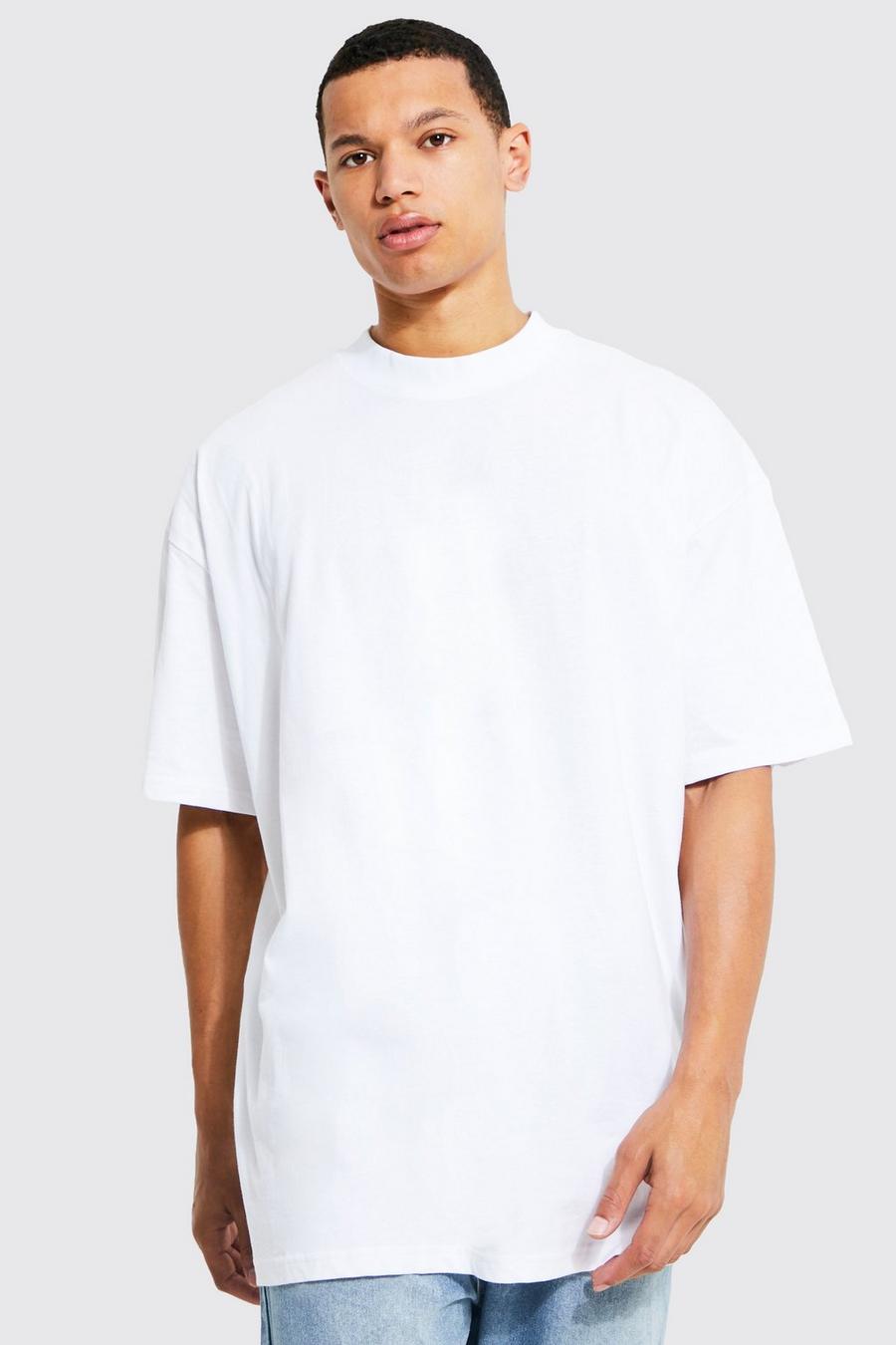 White Tall Extended Neck Oversized Fit T-shirt