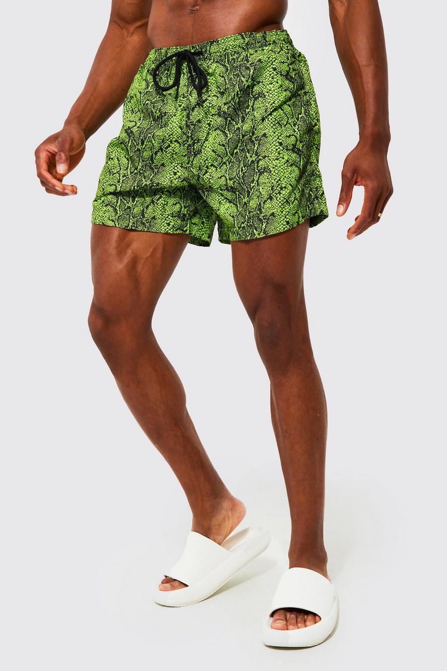 Lime green Mid Length Snake Swim Shorts