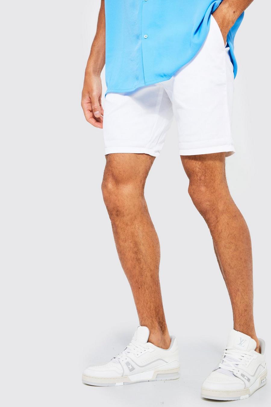 White Slim Fit Chino Shorts image number 1