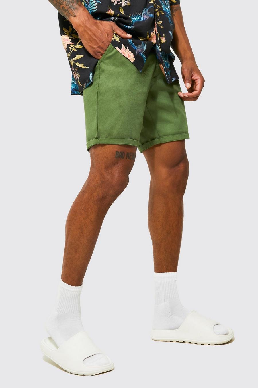 Khaki caqui Slim Fit Chino Shorts