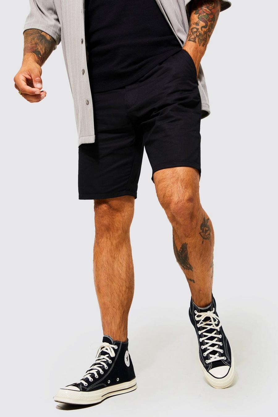 Black Slim Fit Chino Shorts image number 1