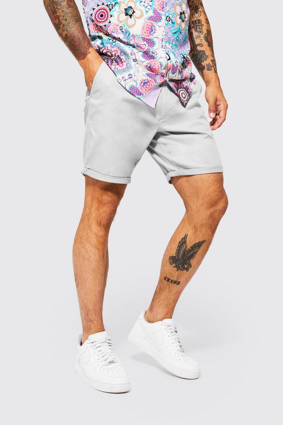 Grey gris Slim Fit Chino Shorts image number 1
