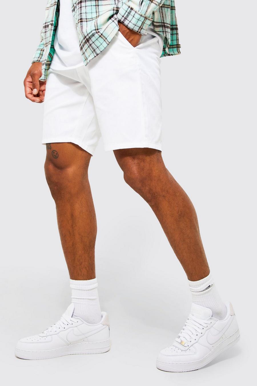White Skinny Fit Chino Shorts
