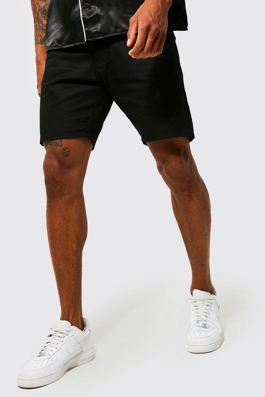 Pantaloncini Chino Skinny Fit, Black negro