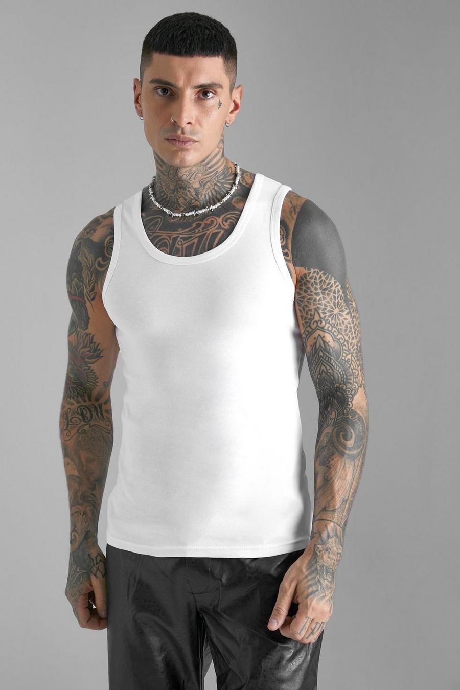 White Slim Fit Interlock Vest image number 1