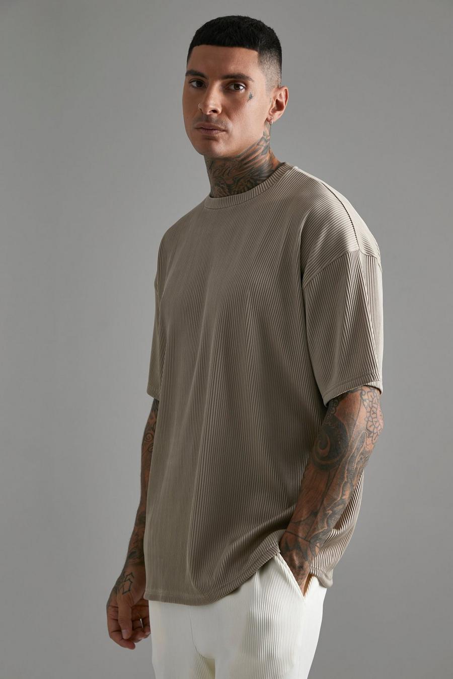 Taupe beige Pleated Oversized T-shirt image number 1