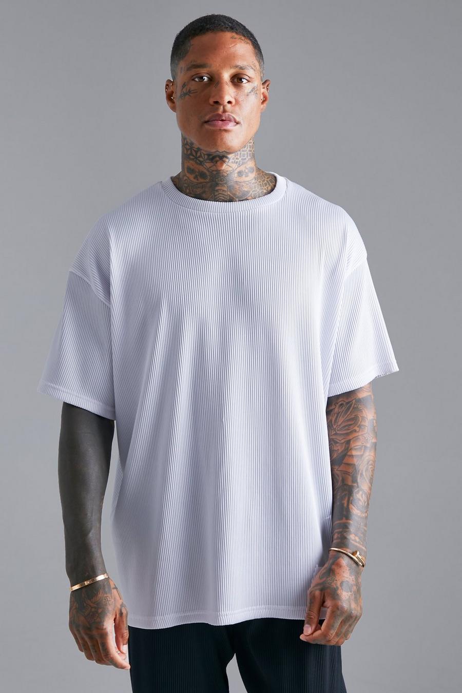 White Pleated Oversized T-shirt image number 1