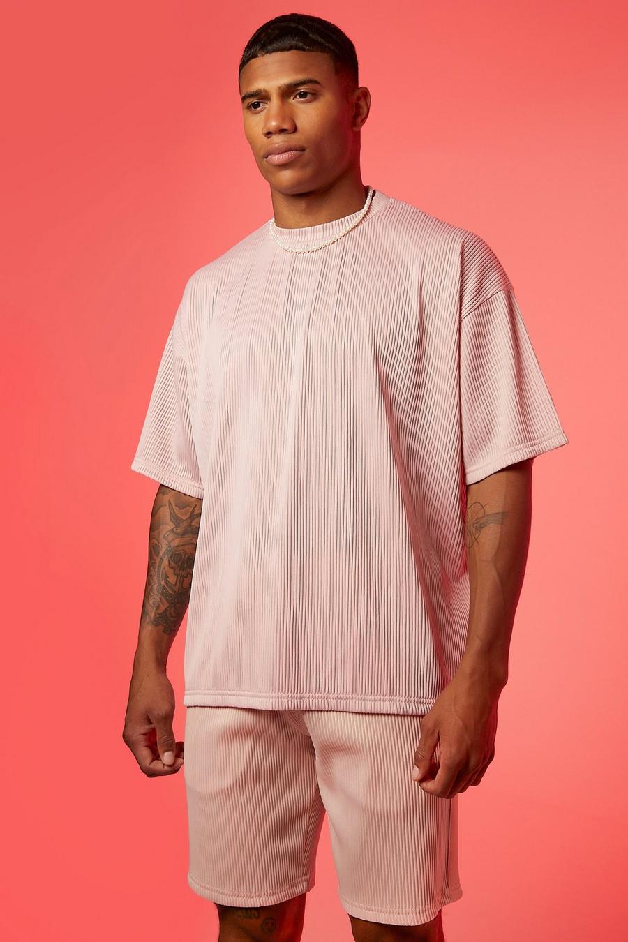 Pink Oversized Geplooid Boxy T-Shirt image number 1