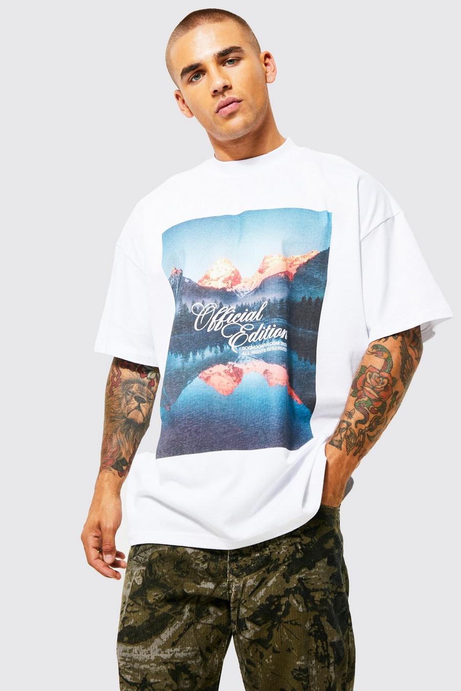 White Oversized Extended Neck Scenic T-shirt image number 1