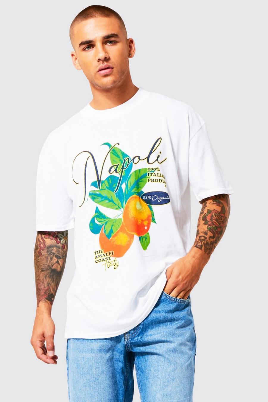 Oversize T-Shirt mit Napoli-Print, White image number 1