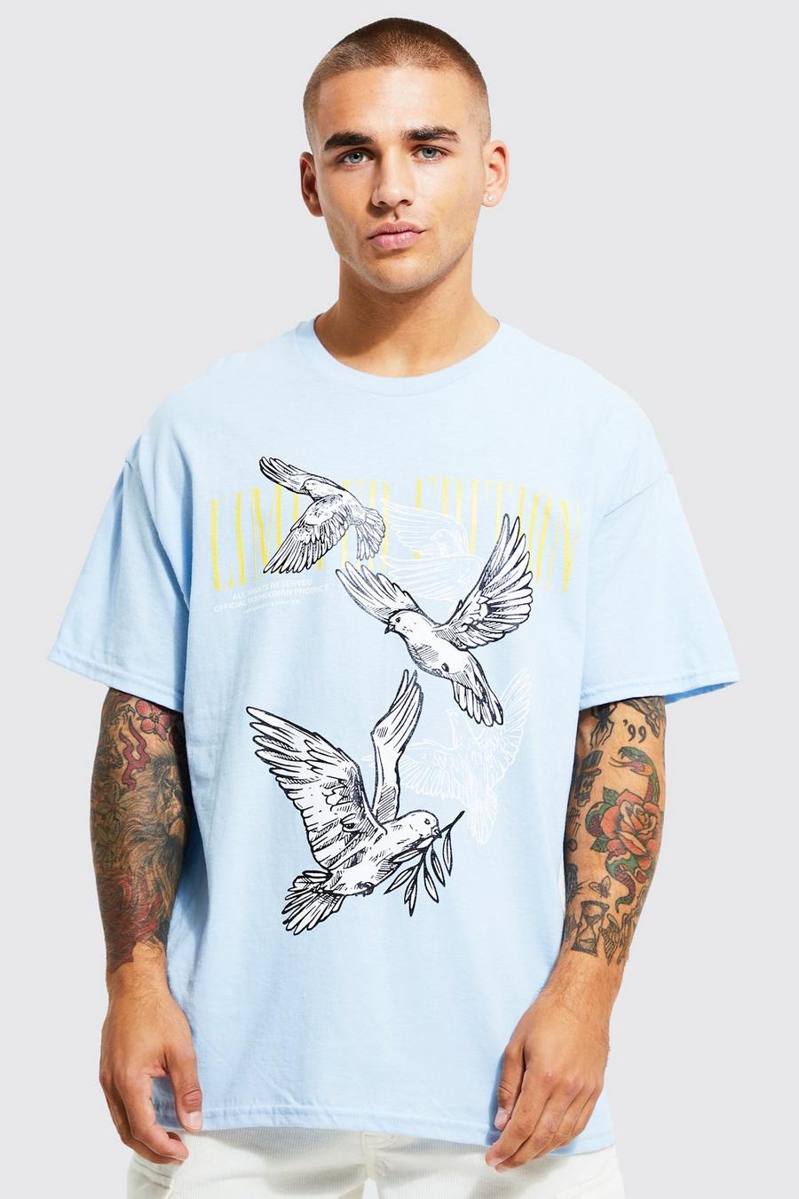 Blue Oversized Limited Edition Dove T-shirt image number 1
