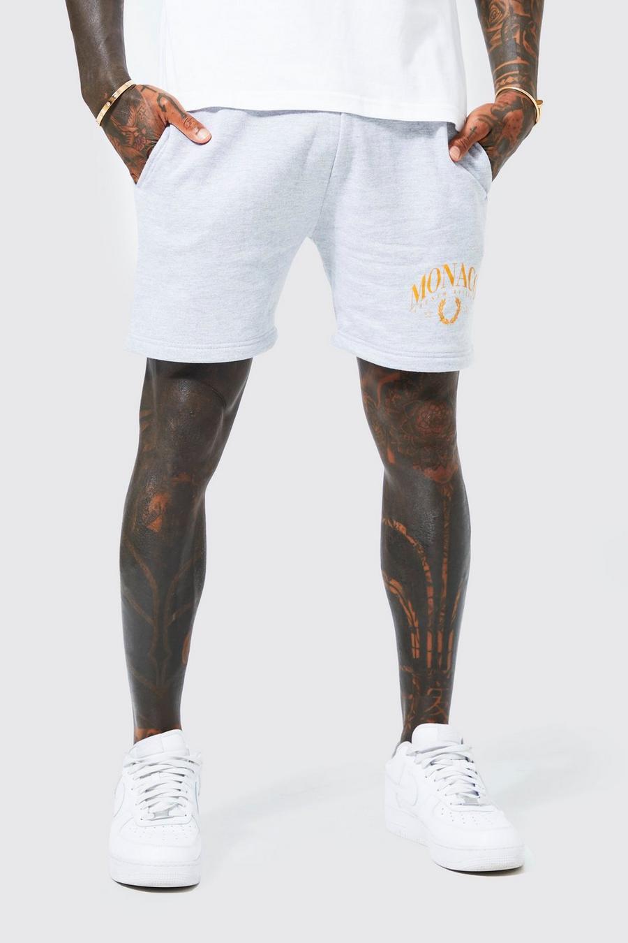 Grey Shorts Length Monaco Graphic Jersey Shorts image number 1
