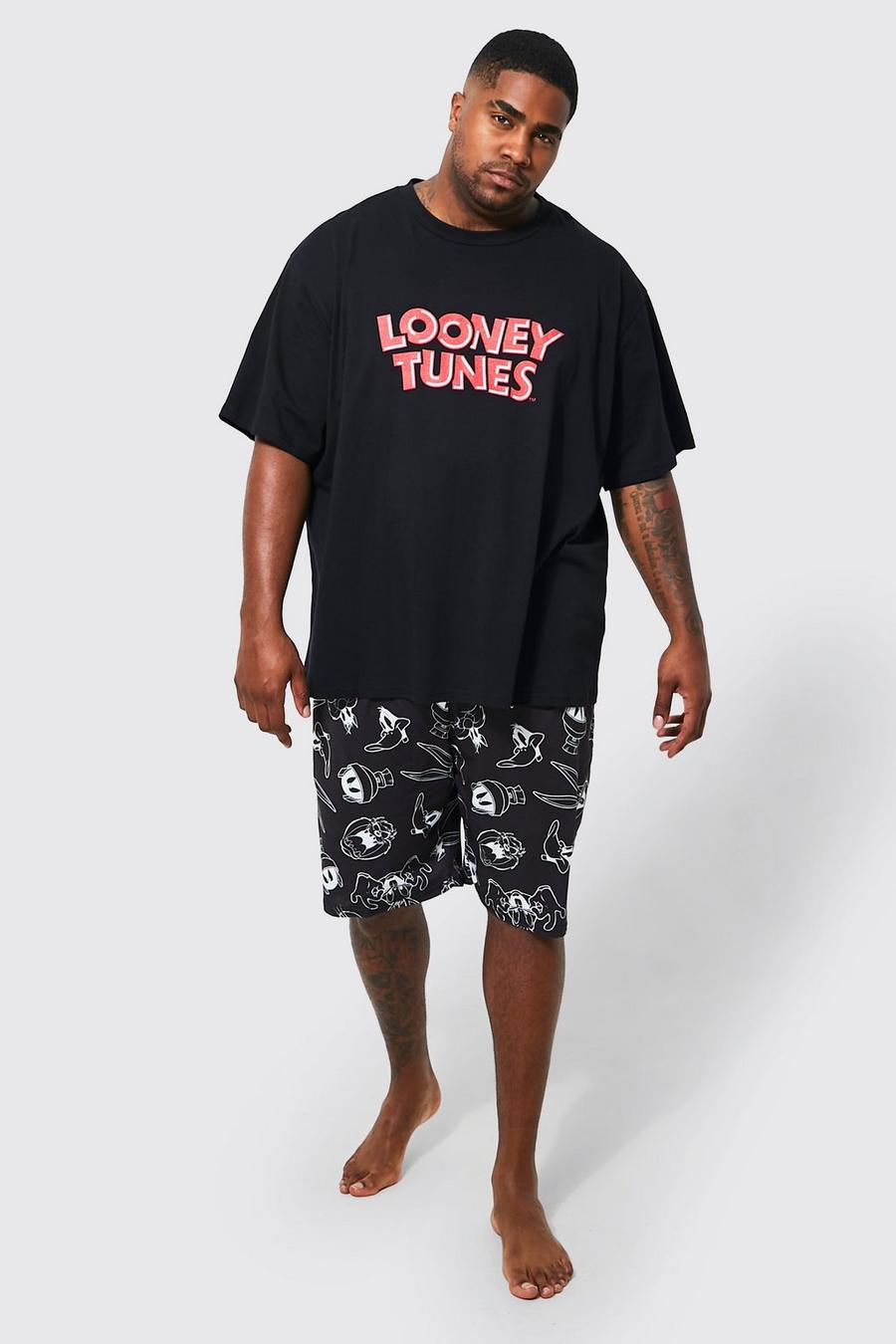 Grande taille - Ensemble confort à imprimé Looney Tunes avec t-shirt et short, Black image number 1