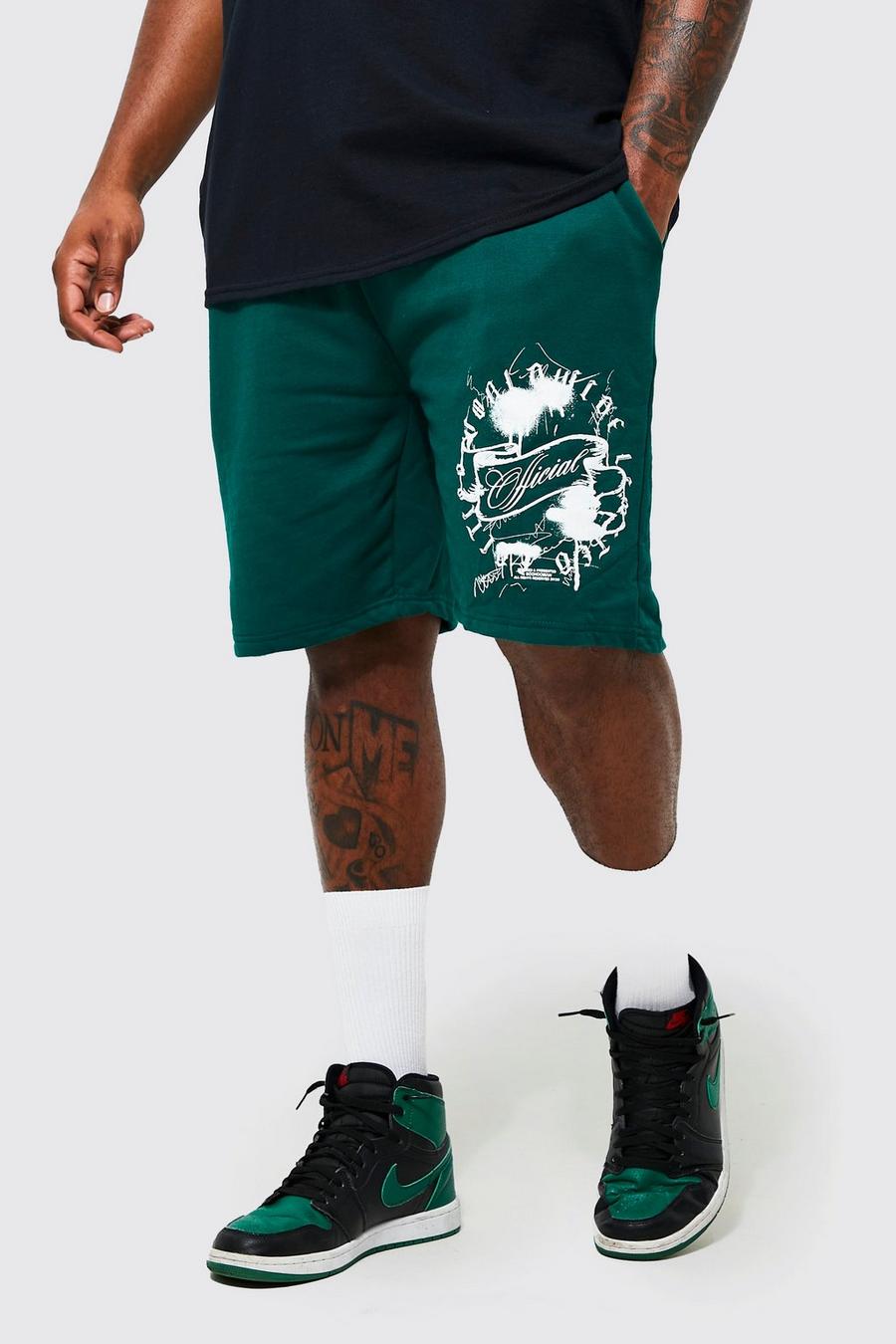 Plus Jersey Shorts mit Official Print, Forest image number 1