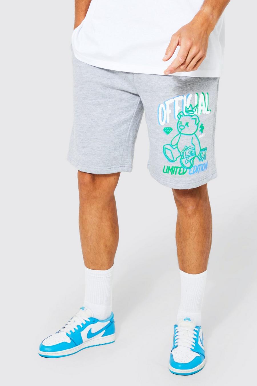 Grey marl Tall Jersey Official Teddy Shorts