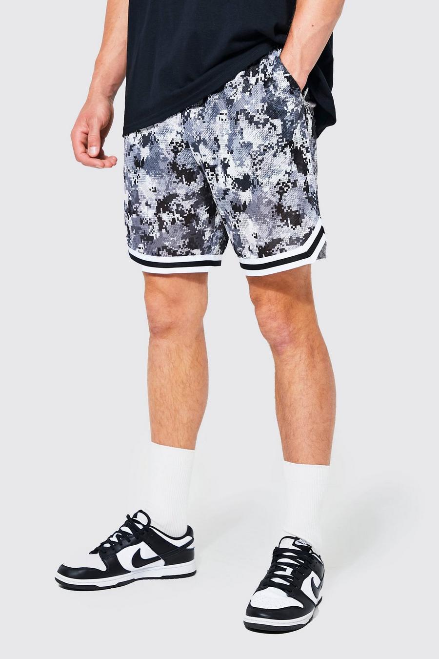 Grey Tall Kamouflagemönstrade shorts med muddar image number 1